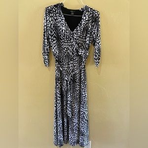 Tea length wrap style dress